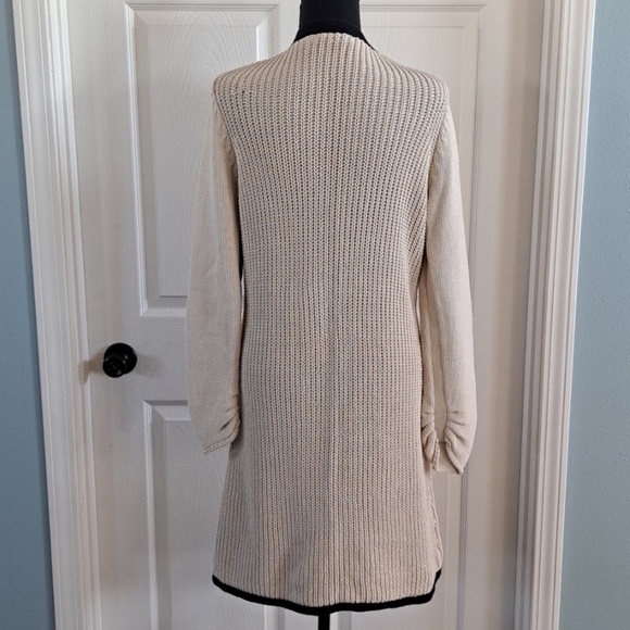 Heather B Pointelle Rib Duster Button Down Knit Slim Long Cardigan Sweater - Picture 4 of 10